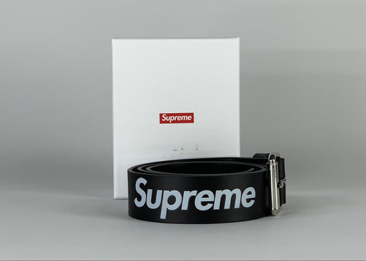 Supreme Repeat Leather Belt Black