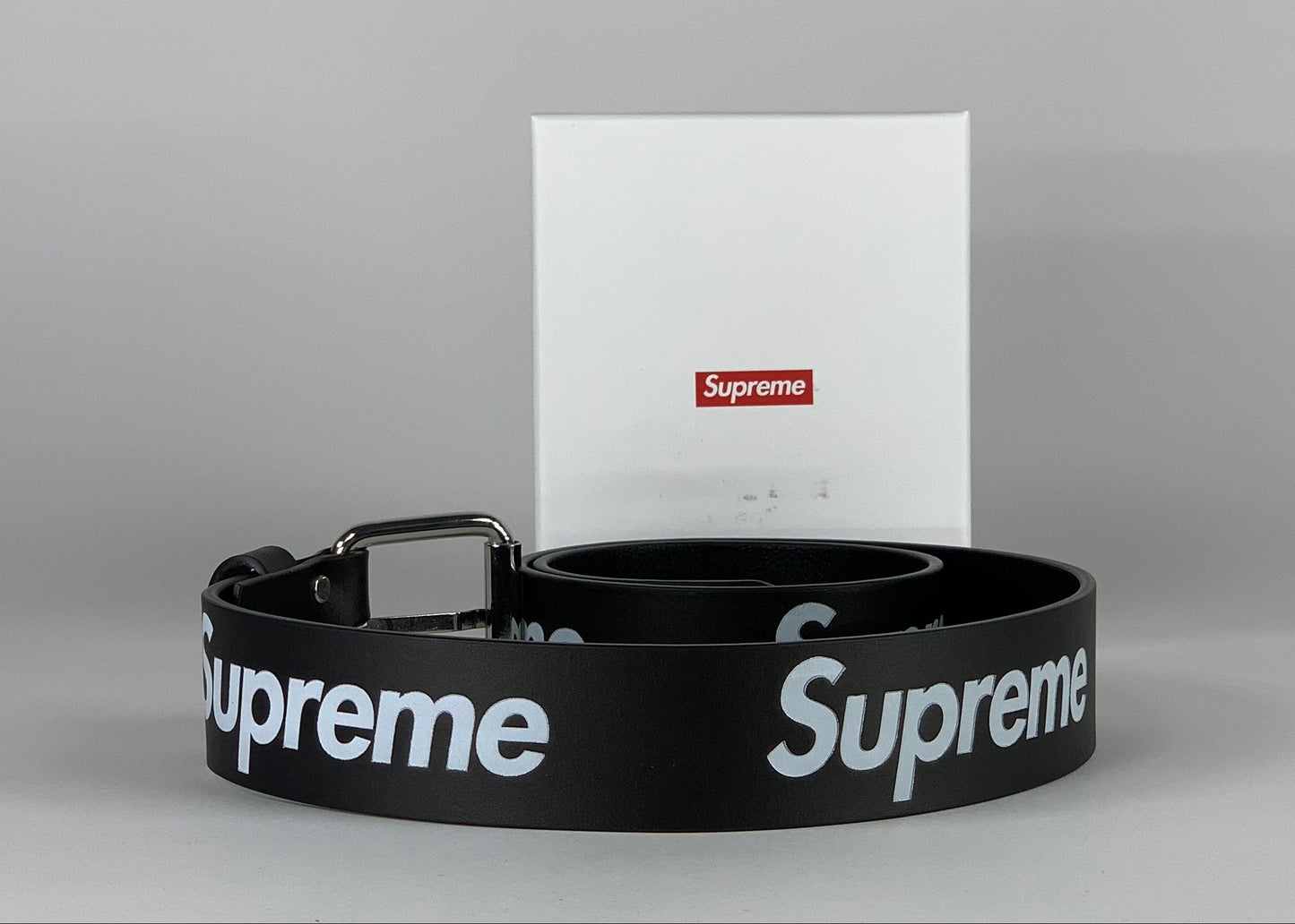 Supreme Repeat Leather Belt Black