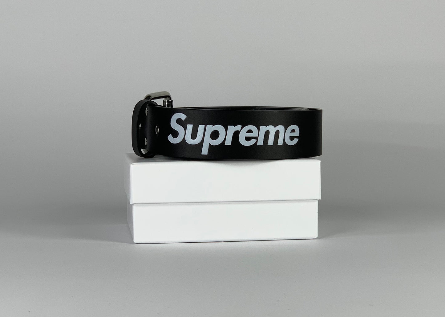 Supreme Repeat Leather Belt Black