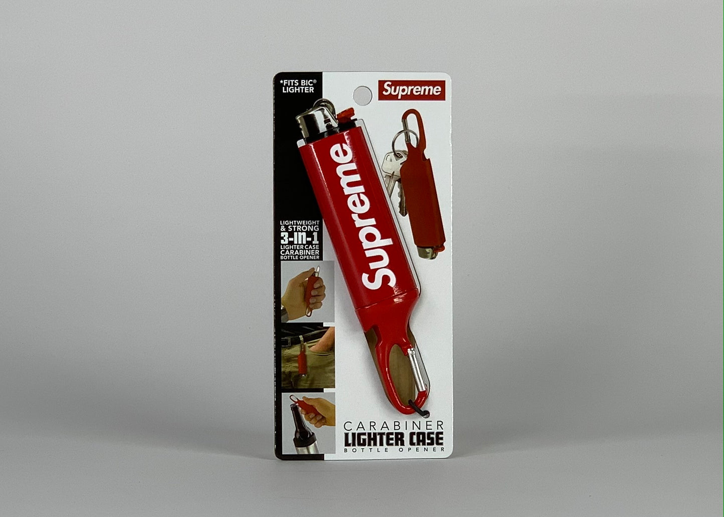 Supreme Lighter Case Carabiner Red