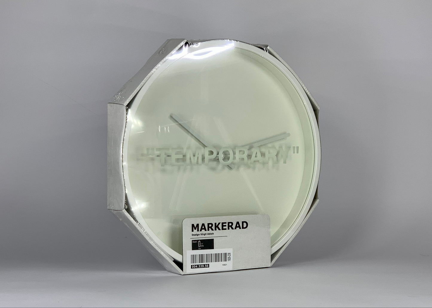 Virgil Abloh x IKEA MARKERAD "TEMPORARY" Wall Clock White