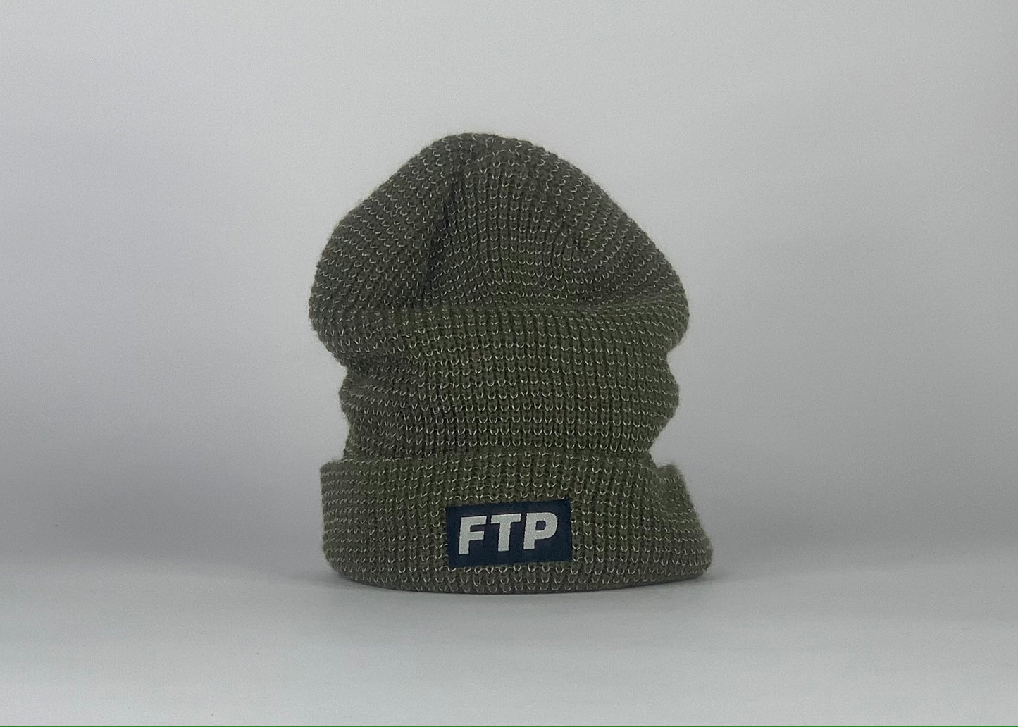 FTP Reflective Knit Beanie Olive