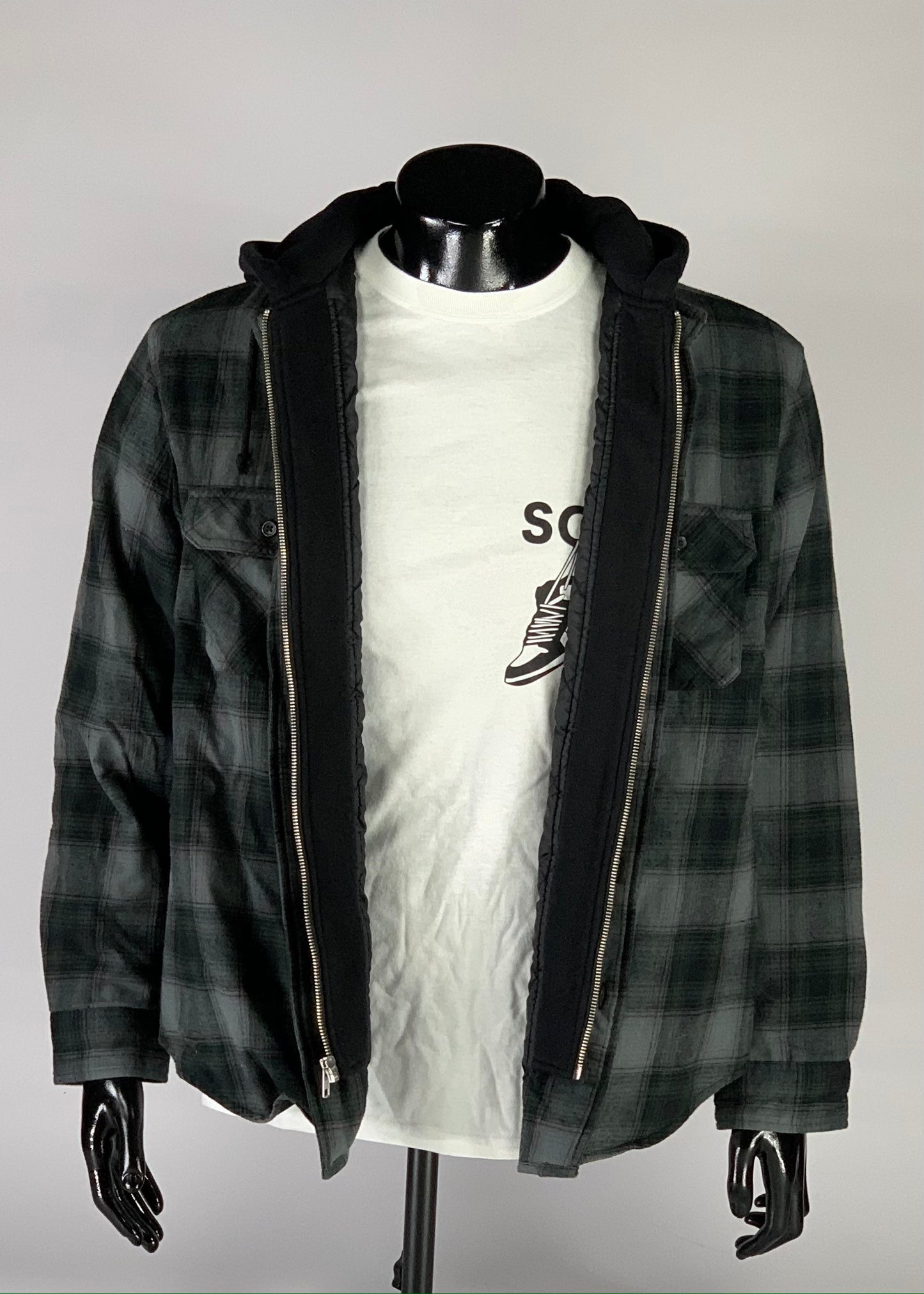 Supreme Hooded Flannel Zip Up Shirt Black