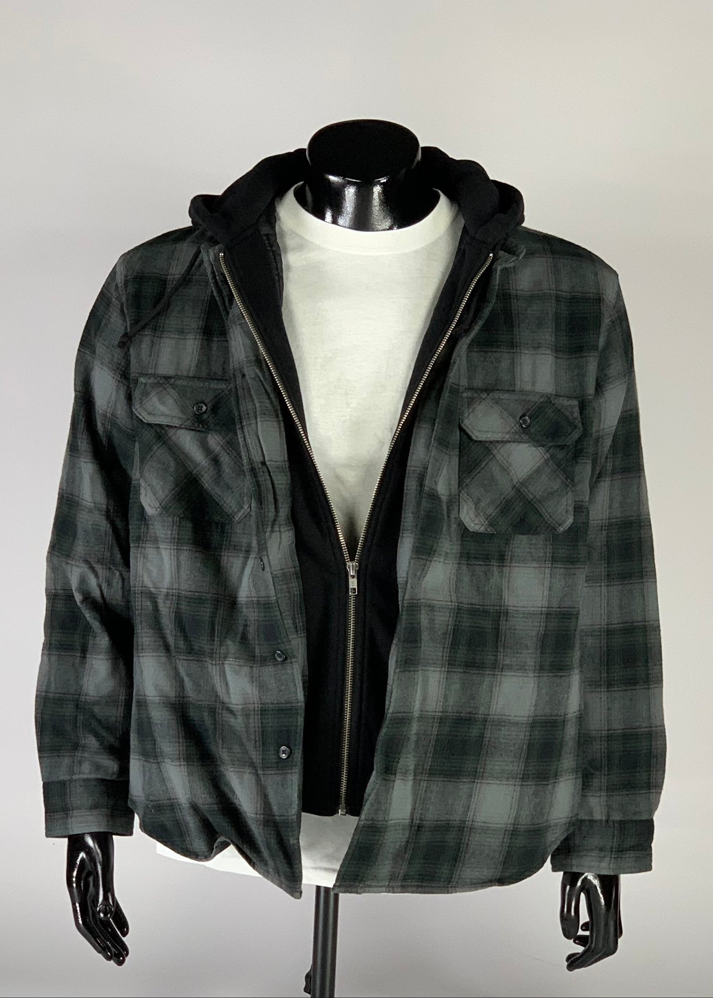 Supreme Hooded Flannel Zip Up Shirt Black