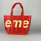 Supreme Raffia Tote Red