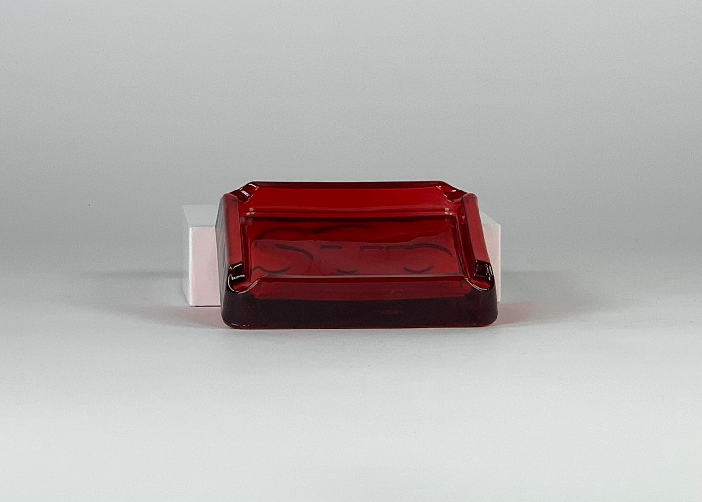 Supreme Debossed Glass Ashtray Red