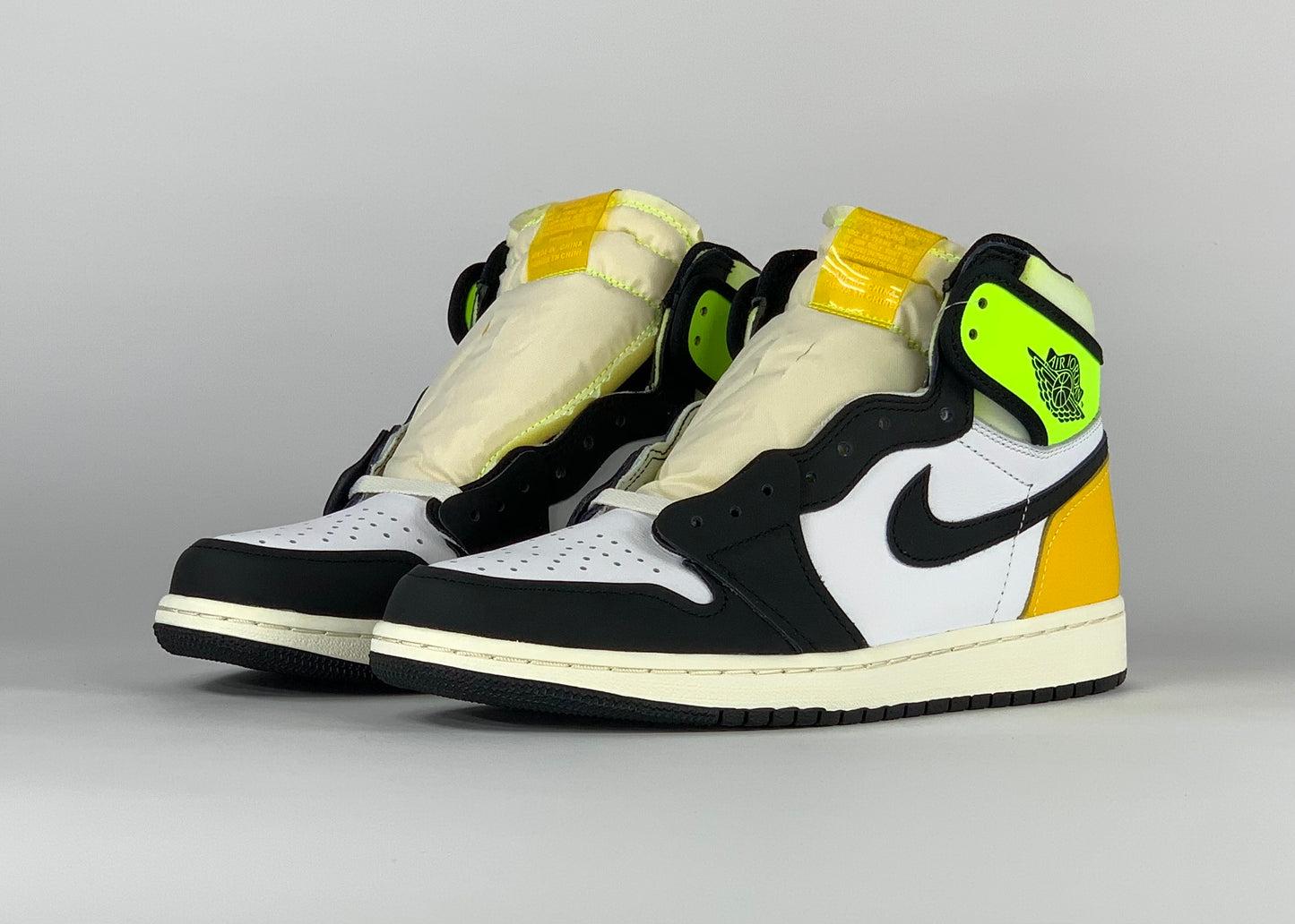 Jordan 1 Retro High White Black Volt University Gold