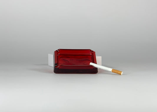 Supreme Debossed Glass Ashtray Red