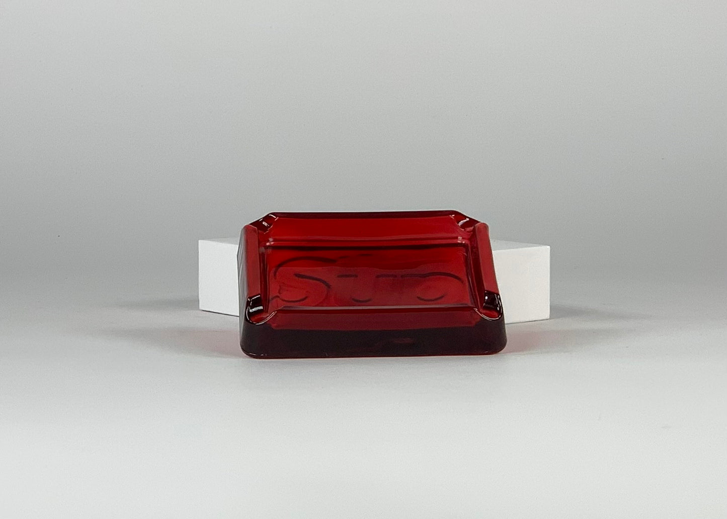 Supreme Debossed Glass Ashtray Red